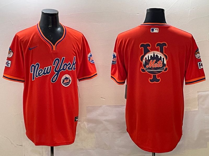 Men New York Mets Blank Orange Throwback Game 2025 Nike MLB Jersey style 1